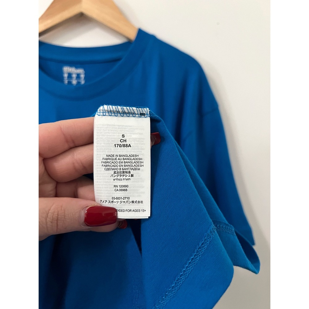 Wilson Womens Blue Cotton Short Sleeve T Shirt Size S Script Logo - Picture 6 of 7